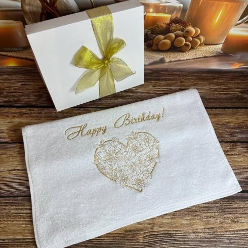 Полотенце "Happy Birthday", размер 50*90 см, плотность 450 г/м2