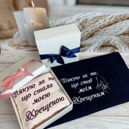 Полотенце "Благодарность крестным родителям", размер 70*140 см, плотность 500 г/м2