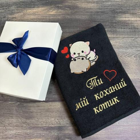 Полотенце "Ты мой любимый котик", размер 70*140 см, плотность 400 г/м2